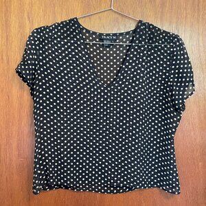 Vintage Sheer Silk Polka Dot Top L